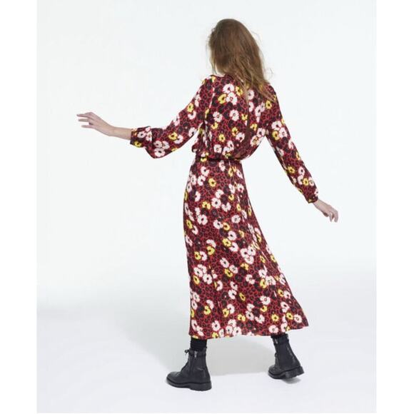 NWT The Kooples Small Floral Leopard Maxi Dress Keyhole Back Side Slit $385 - Picture 5 of 11